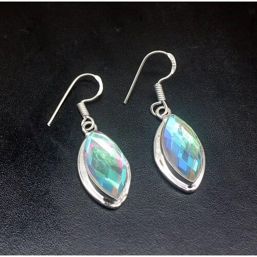 Gemstonefactory Big Promotion Unique 925 Silver Marquise Colorful Topaz Women Ladies Gifts Dangle Drop Earrings 20212298