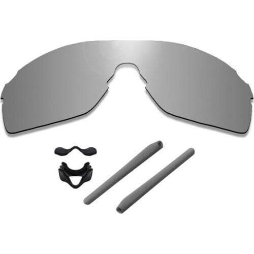 Glintbay 100% Precise-Fit Metallic Silver Replacement Lenses and Black Rubber kit for Oakley EVZero Pitch Sunglasses