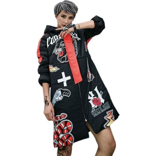 Harajuku Styles Girls Student Winter Cotton Coat Cartoon Printed Thick Hooded Parka Women Cotton Overcoat Female Padded Jacket