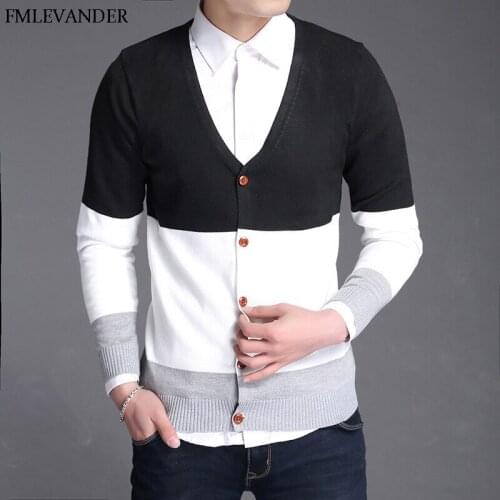 Ropa De Hombre 2018 Cardigans Patchwork V-neck Sweater Cardigan Men