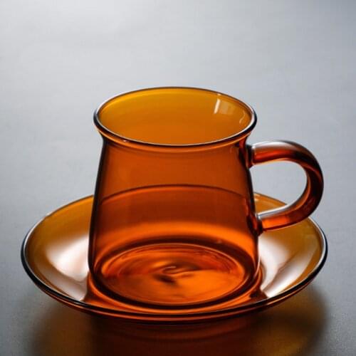 Glass Drinkware Set Teacup Saucer Set Coffee Cups with Saucers Clear for Turkish Coffee Tea Espresso Lover