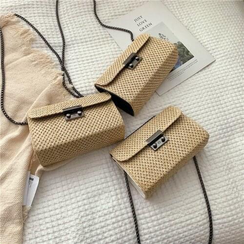 2020 new messenger bag Korean version bag casual all-match fashion straw small square bag ins fashion chain shoulder bag