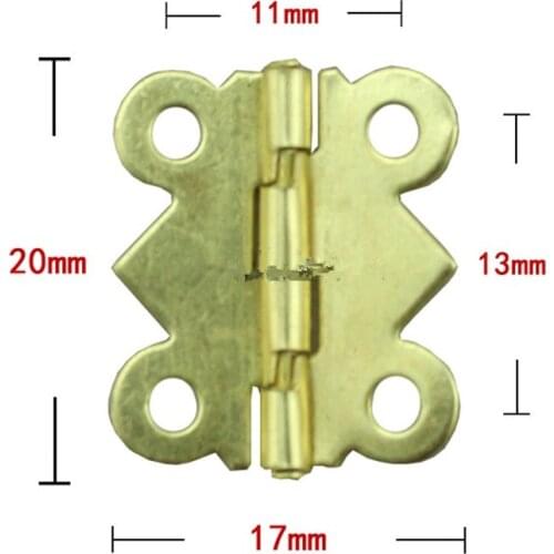 Old Style Hinge,Cabinet Door Hinge 4 Holes Butterfly Antique Yellow Color,Vintage Butterfly Hinge,20*17mm,10pcs
