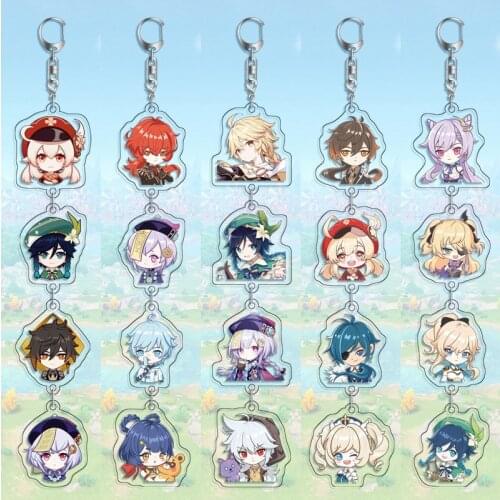 Hot Game Genshin Acrylic Handmade Unique Anime String Long Keychain For Women Men Male Female Key Ring Jewelry Birthday Gift