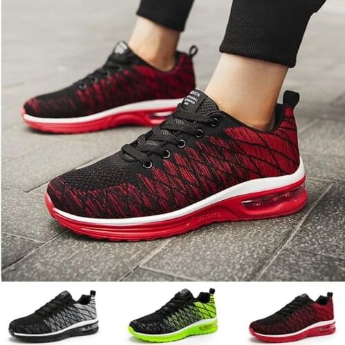 Casual Men Running Shoes Air Cushion Breathable Male Mesh Sports Shoes Comfortable Athletic Trainers Soft Non-slip Lace-Up