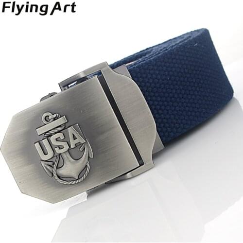 Flying Art Fashion American Anchor Canvas Belt Mens Police High Quality Military Belt Hunting Tactical Combat Belt