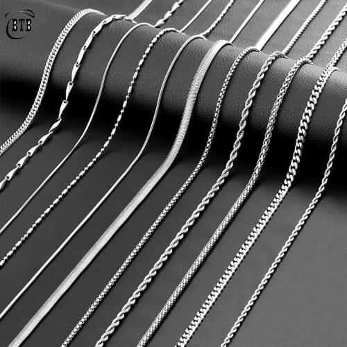 Luxury long short stainless steel necklace unisex hip hop charm chain suitable for various pendant accessories jewelry