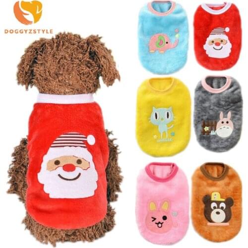 Xmas Pet Dog Santa Claus Vest Clothes Small Teddy Costume Warm Leisure Cat Christmas Tshirt Apparel S,M,L DOGGYZSTYLE 6 Colors