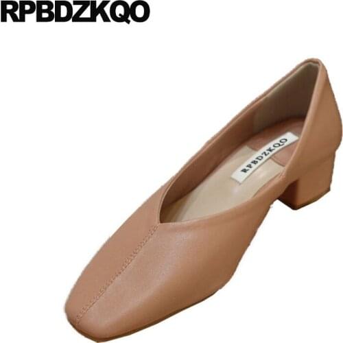 Pink pumps ladies yellow black chunky korean luxury medium heels european designer shoes lavender square toe 2019 beige high