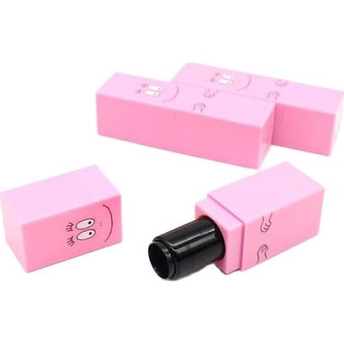 Pink Square Plastic Lip Balm Container 12.1mm Cartoon Style Empty Lipstick Bottle Elegant Cute Creative Lipstick Tube 50pcs/lot