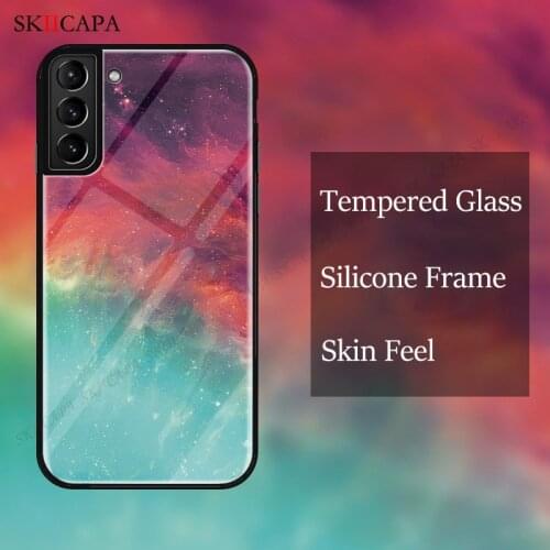 Gradient Tempered Glass Silicone Phone Case For Samsung S21FE S21 S20 Ultra S10 S9 Plus Note 20 Ultra M31S Shockproof Back Cover
