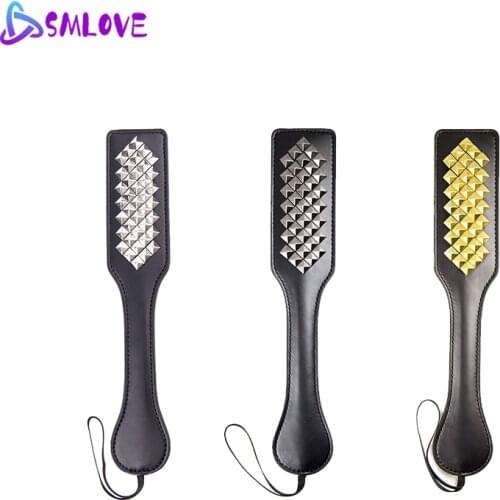 SMLOVE Fetish Rivet Pattern Flogger Sex Whip Restraint Spanking Paddle Whips Bdsm/SM Sex Toys For Couples Cosplay Bdsm Games