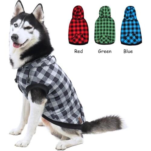 Pet Dog Clothes Hoodie Classic Grid Leisure Clothing Warm Removable Hat Puppy Shirt 8 Size 4 Colors Fashion Coats for Large Dogs
