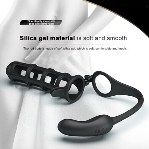 1pcs USB 7 Speed Vibrating Penis Ring Sleeve Vibrating Cock Ring Reusable G-spot Anal Butt Plug Dildo Vibrator Sex Toys for Men