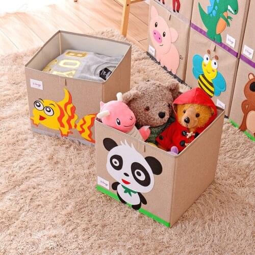 Embroidery Storage Box Cartoon Animal Folding Large Laundry Basket Sundries Children Clothes Toys Book Storage organizer