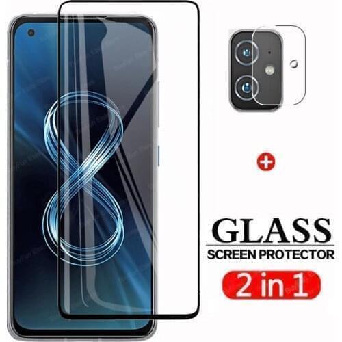 2 in 1 Screen Tempered Glass For Asus Zenfone 8 Camera Protector Film For Zen fone 8 Flip 8 ZS673KS Protective Glass 9H Film