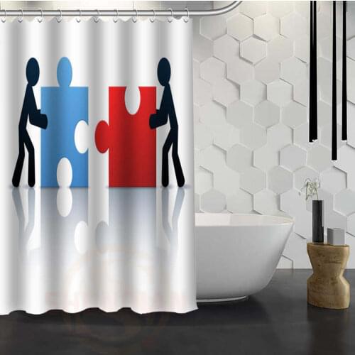Custom Autism Puzzle Shower Curtain Waterproof Fabric Bath Curtain for Bathroom WJY1.17