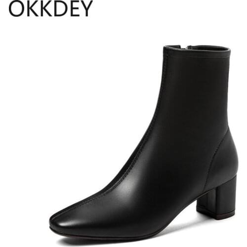 Martin boots female British style mid-heel short boots autumn and winter 2021 new wild square toe thick heel nude boots