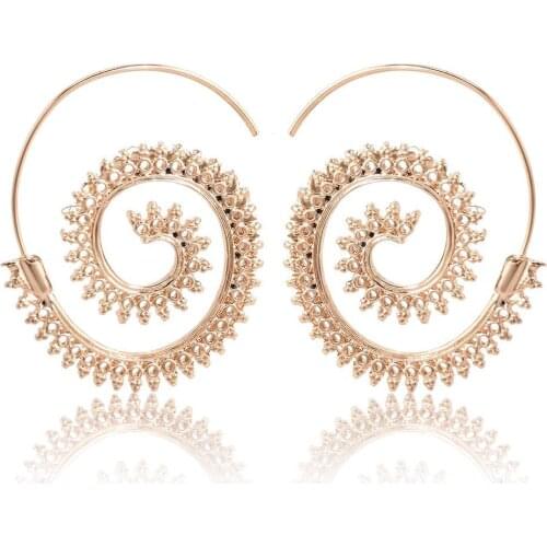 Utrend Vintage Gold Brown Color Whirlpo Circle Earrings For Women Steampunk Ear Clip Party Jewelry Accessories Oorbellen Gift