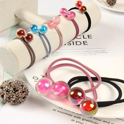 1PCS Fashion Wild bead With Pendant Hair Accessories Lady Hair Gum Headwear Girls Elastic Hair Band