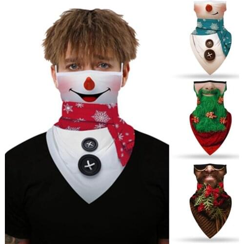 1PC Christmas Sports Scarf Santa Claus Print Seamless Earhook Sports Scarf Neck Tube Face Cover Scarves For Hiking Riding