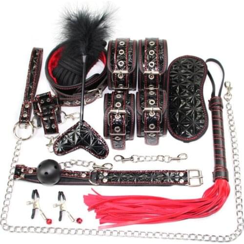 Erotic Sex Accessories Paddle Bdsm Kit Bondage Rope Leash Collar Sexual Game Spanking Spider Ball Gag Gay Fetish Petplay 10pcs