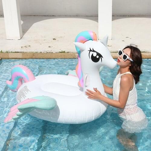 150cm Giant Unicorn Floating Pool Swimming Ring Air Mattress Inflatable Floating Bed Pool Float Row Tube Water Party Toys