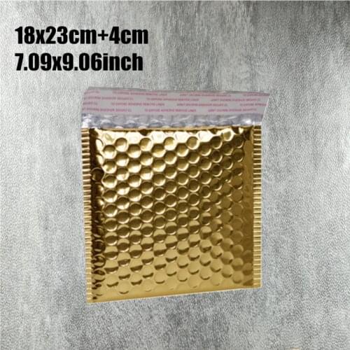 18*23cm(7.09*9.06inch) 20pcs Gold aluminum Padded Shipping Envelope Metallic Bubble Mailer Aluminum Foil Gift Bag Packing Wrap