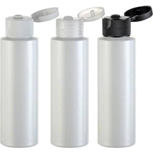24 x 100ml Cylinder White PET Cream Plastic Lotion and Cosmetic Packaging 100cc Makeup Container with Flip Off Cap