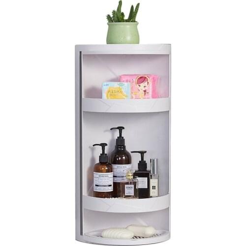 360 Degree Rotating Bathroom Organizer Shelf Wall Mounted Shampoo Cosmetic Storage Rack Household Kitchen Bathroom Accessories