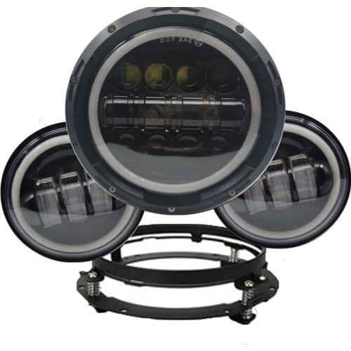 7 inch Projector Halo LED Headlights 4.5'' Auxiliary Spot Lights for Harley Electra Glide Ultra Classic Steet Glide Road King