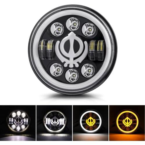 7Inch LED Car H4 Headlight Bulbs Halo Hi/Lo Beam Headlight Angel Eye Ring For Lada Niva Urban 4x4 suzuki samurai Jeep Wrangler