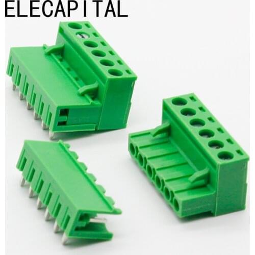 Free shipping 5 sets ht5.08 6pin Right angle Terminal plug type 300V 10A 5.08mm pitch connector pcb screw terminal block