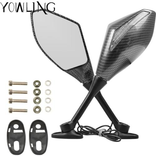 Motorcycle side Mirror Carbon fiber Rearview Mirrors Turn Signal light For YAMAHA YZF R25/R3 YZFR25 YZFR3 R6 2014-2018 2019 2020
