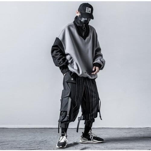 Stripe Ribbon Multi Pockets Cargo Pants Men 2020 Casual Hip Hop Streetwear Harajuku Joggers Trousers Spring Summer Autumn Winter