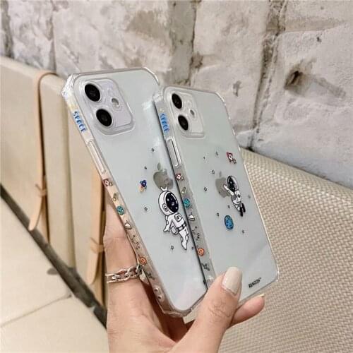 ZUIDID Funny Creative Astronaut Phone Case For iPhone XS MAX 12 Pro 11 X XR SE20 7 8 6sPlus Cartoon Clear Soft TPU Cover Fundas
