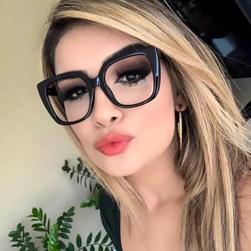Black Square Glasses Frame Women Vintage Eyeglasses Myopia Nerd Optical Glasses Frame Spring hinge Transparent Glasses Eyewear