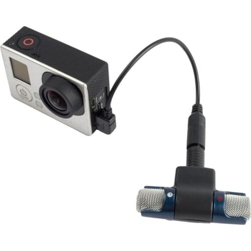 Black Profesional Mini Stereo Microphone for Gopro Hero 4 3+ 3 USB to 3.5mm Mic Adapter Cable Cord for Go pro accessories