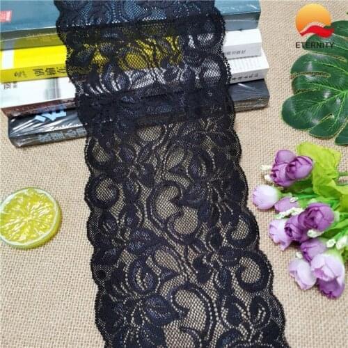 E1444*14CM Lace elastic lace fabric ribbon for fabric wedding elastic lace decoration white large edge