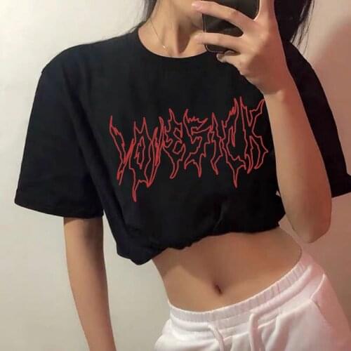 Gothic Punk Letter hip-hop summer new tees female Ulzzang short-sleeved loose Vintage tops fun Harajuku plus size T-shirt