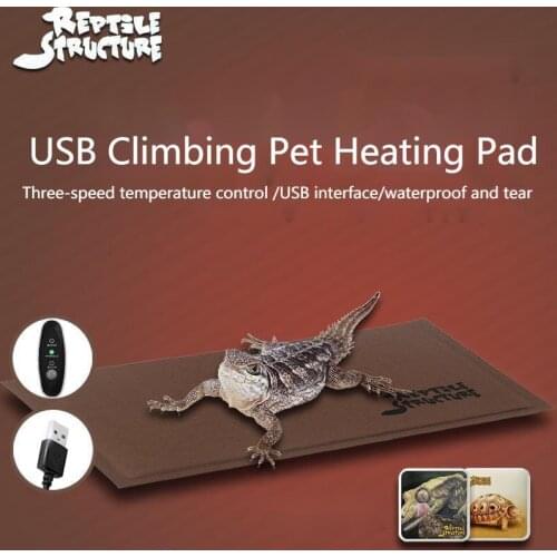 Pet Reptile USB Termometro Heating Pad Mat Guard Mascotas Lizard Snake Frog Hamster Tortoise Hedgehog Climbing Box Heating Power