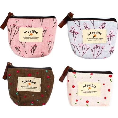 1PC Unisex Canvas Coin Bag Purse Women Stripe Coin Money Card Holder Wallet Case Zipper Key Storage Pouch For Kid Girl Gift