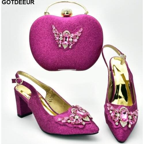 Italian Shoe and Bag Set for Party In Women Rhinestone Wedding Shoes Ladies Sandals with Heels Women Shoes and Bag Set In Italy