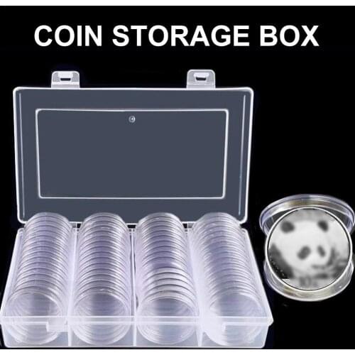 Coin storage box Coin Capsules 60PCS 40 mm Silver Eagles Coin Case Coin Holder Storage Container with Storage Organizer Box #4O