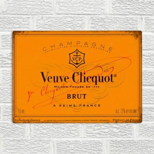 Metal Poster Veuve Clicquot Brut Champagne Metal Wall Sign Plaque Retro Bar Pub Home Kitchen Metal Painting Metal Poster 2021