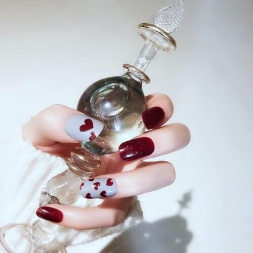 Fashionable Love Red Nail Art Patch Phototherapy Nail 24pcs/box Decoration Tool Fake Nail Sticker