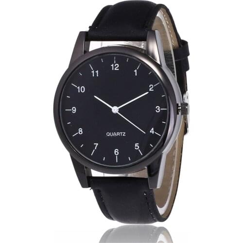 Watch Men Fashion 2019 Leather Band Analog Quartz Round Wrist Business mens watch Relogios Masculino erkek kol saati zegarek Q