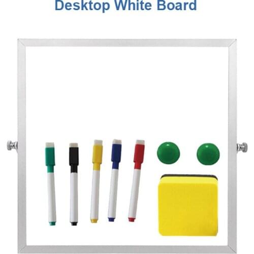 Desktop White Board 10 x 10inch Mini Dry Erase Whiteboard Students Double Side to Do List Stand Office School Home