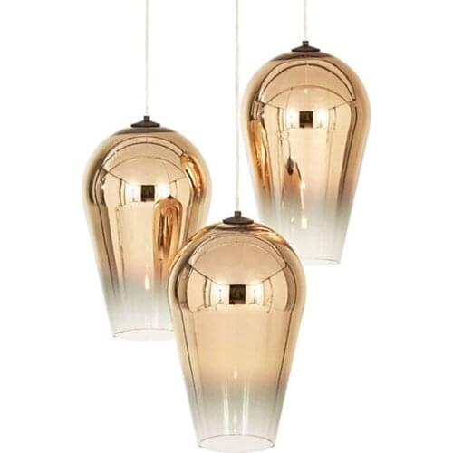 Nordic glass Pendant Light E14 Dia 30cm pendant lamps Bar Restaurant Living Room Golden single head home Pendant lighting PA0183