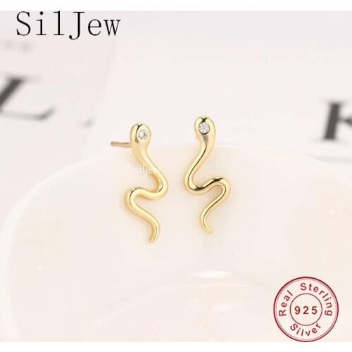 New Fashion Genuine 925 Sterling Silver Cute Snake Stud Earrings for Women Bohemia Animal Jewelry Gift Accessories 2021